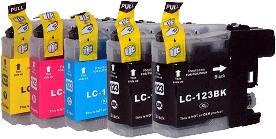 Conjunto 5 Tinteiros Brother LC123 Compat&iacute;veis
