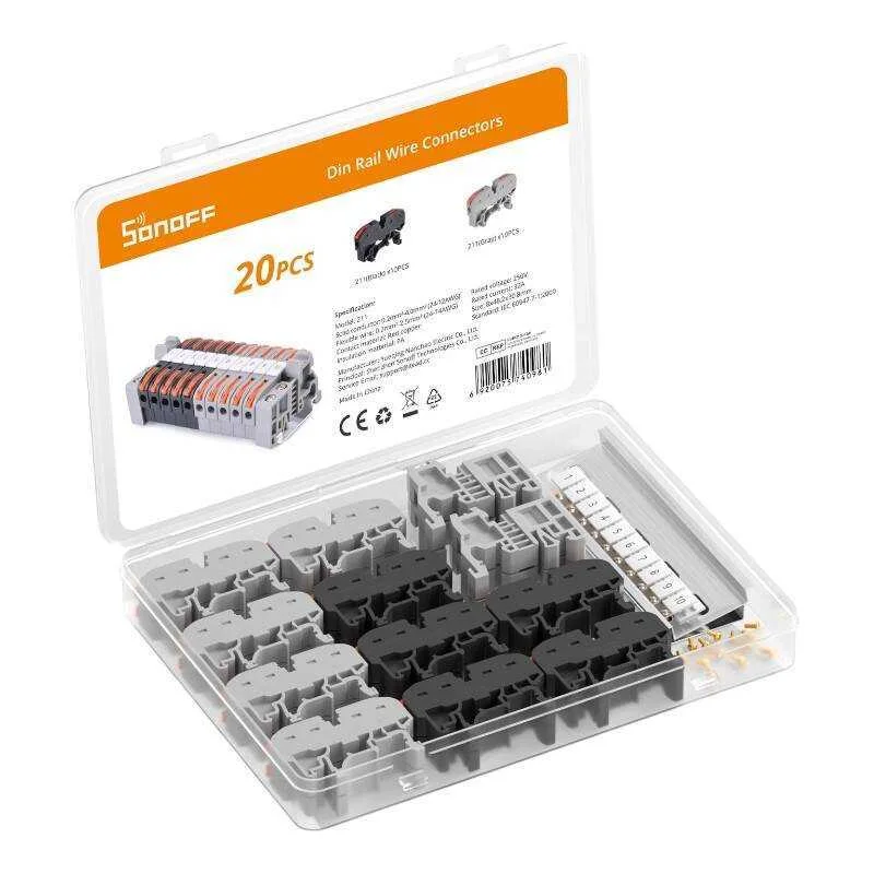 Conjunto de Conectores de Fios para Calha Din 20 Pe&ccedil;as