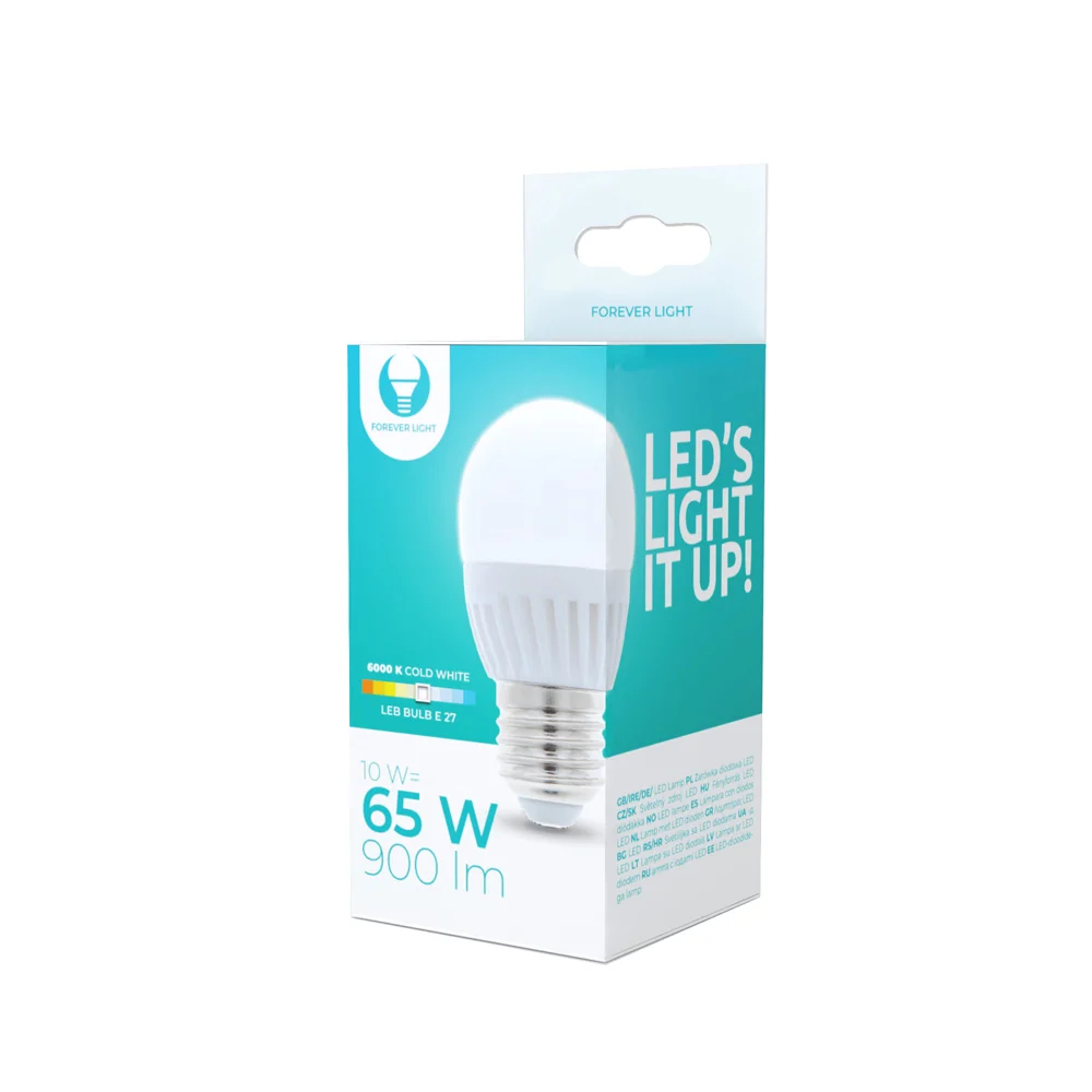 L&acirc;mpada Led E27 G45 10w 230v 6000k 900lm Cer&acirc;mica.