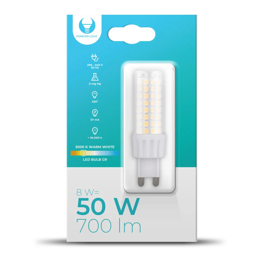 L&acirc;mpada LED G9 8w 230v 3000k 700lm Forever