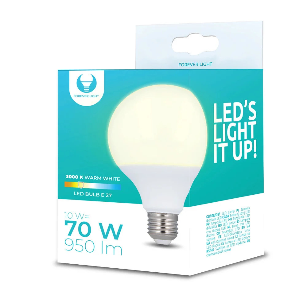 L&acirc;mpada Led E27 G95 10w 230v 3000k 950lm Forever .