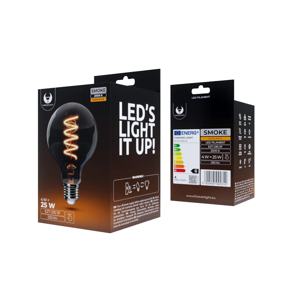 L&acirc;mpada Led Filamento E27 G95 4w 230v 2000k 250lm.