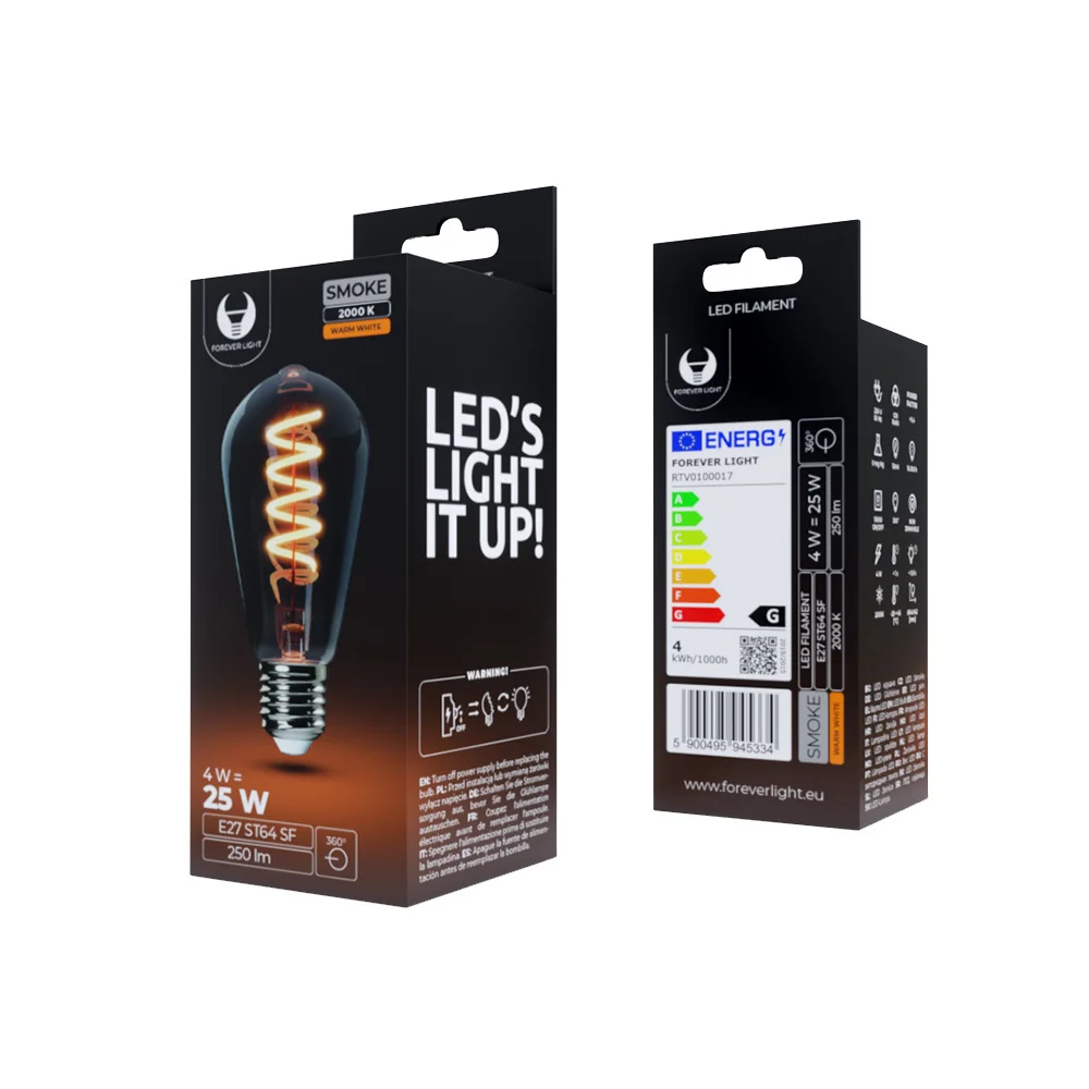L&acirc;mpada Led Filamento E27 St64 4w 230v 2000k 250l.