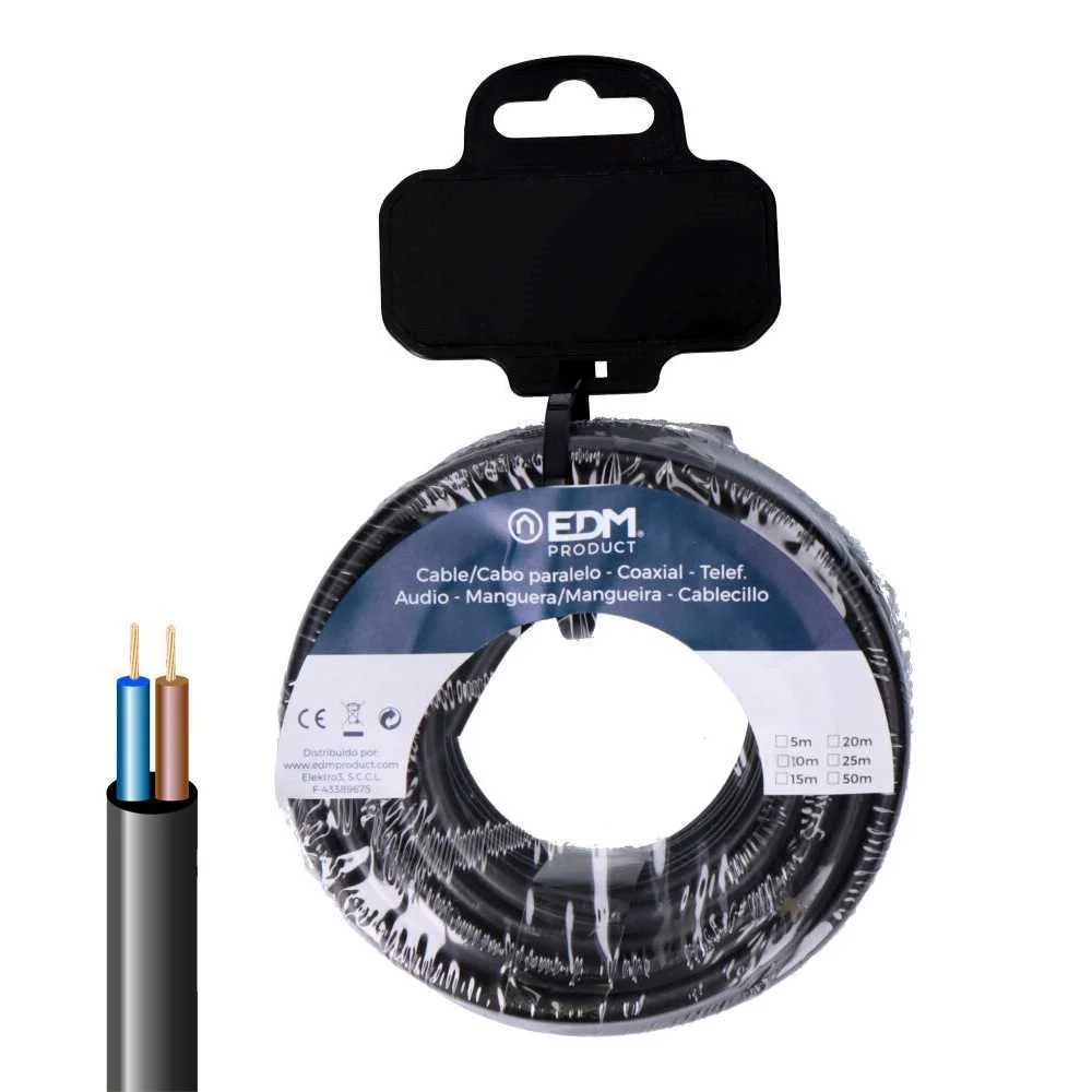 Mangueira tubular h05vv-f 2x0,75mm2 preta 25m.