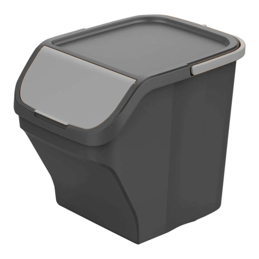 Balde Stack N Sort Cinza 25l com Tampa Azul
