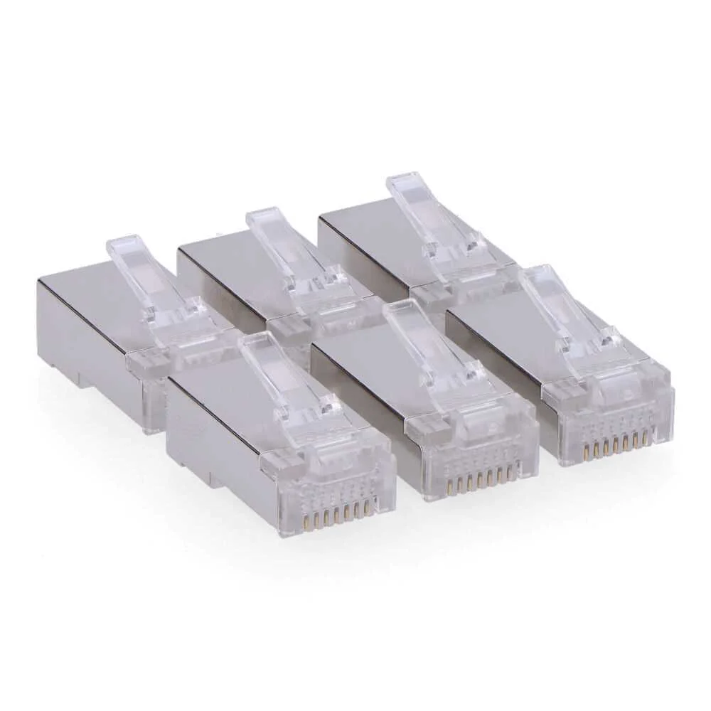 Conector rj45 macho ftp cat5e fechado (saco 6 u) diametro de entrada do cabo 5,5a 6,2mmm