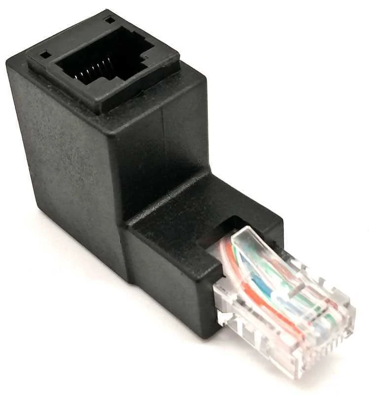 Adaptador Rj45 Macho-F&ecirc;mea, 90&ordm;