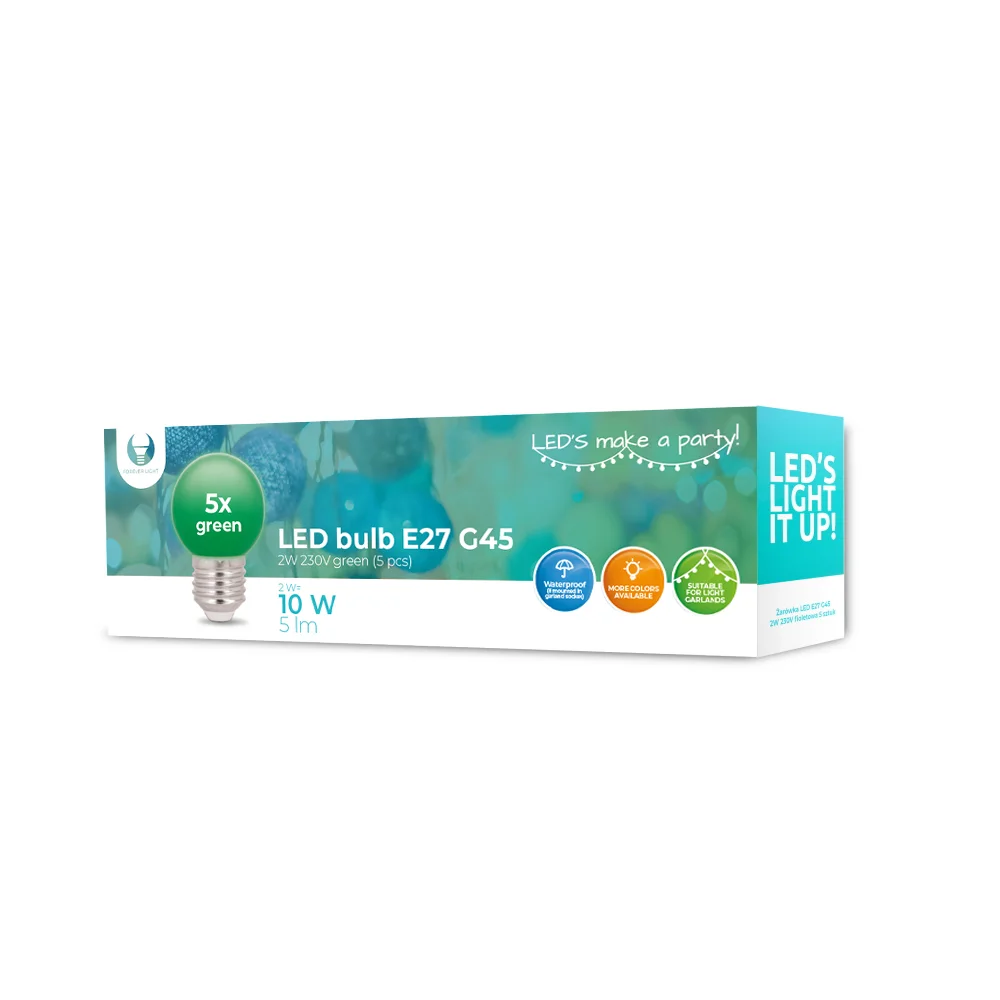 L&acirc;mpada LED E27 G45 2w 230v Verde 5pcs Forever Light