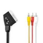 Cable Scart  Scart Macho  3x Rca Macho  Niquelado.