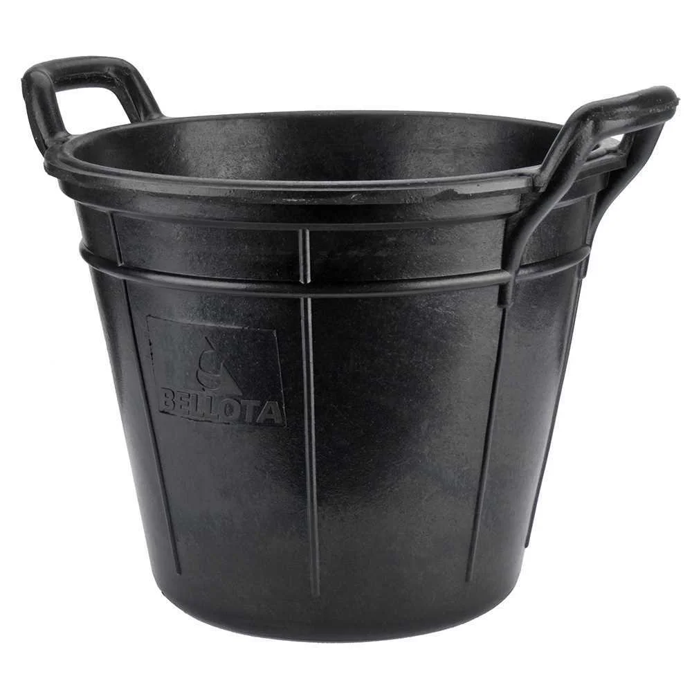 Balde can&aacute;rio 18 l de borracha preta resistente.