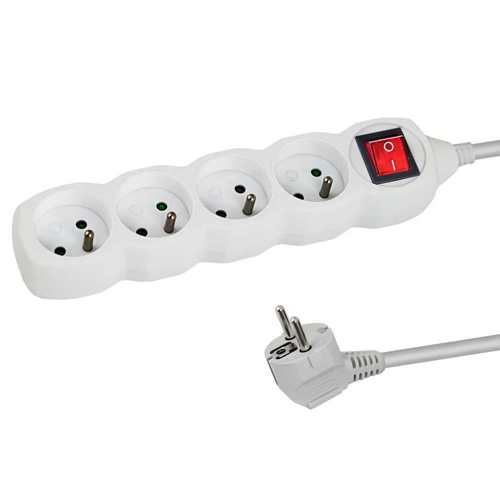 Esperanza Power Strip 4 Sockets Switch 1.5m White