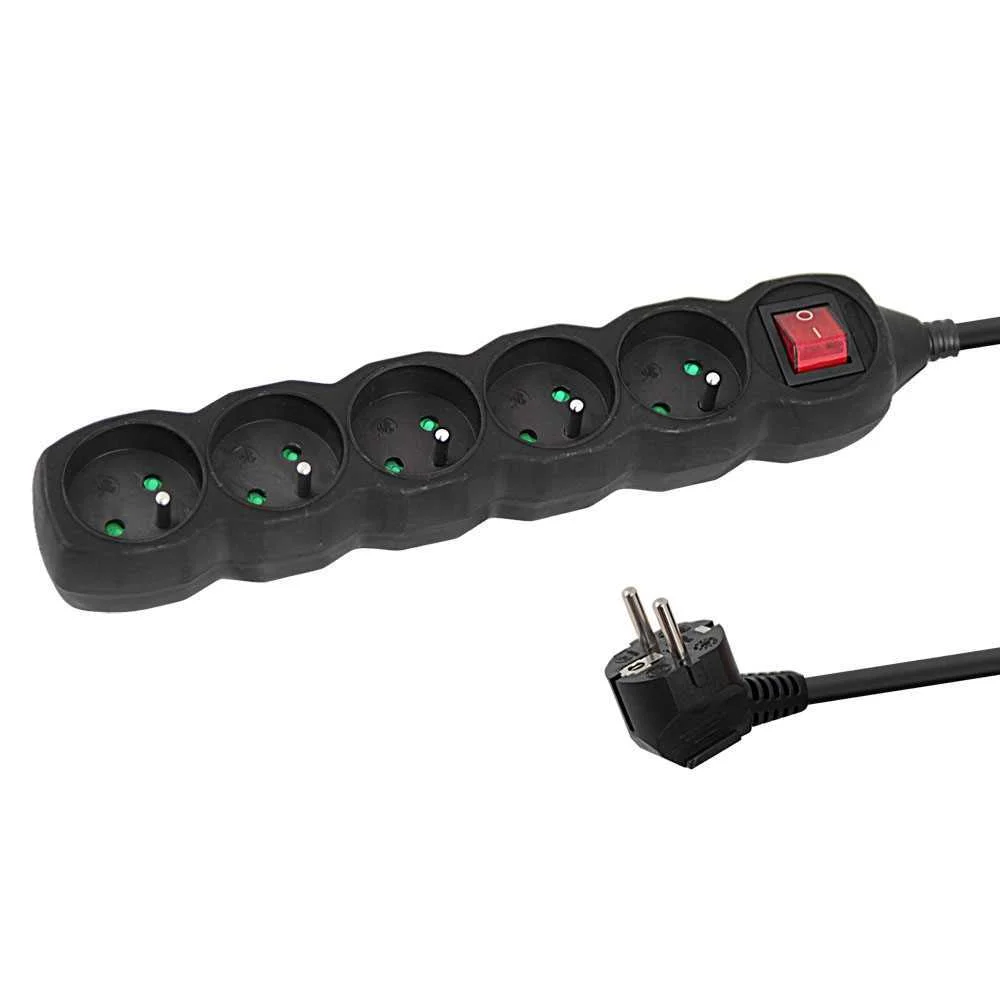 R&eacute;gua de Tomadas Esperanza 5 Tomadas Interruptor 1,5 M Preto