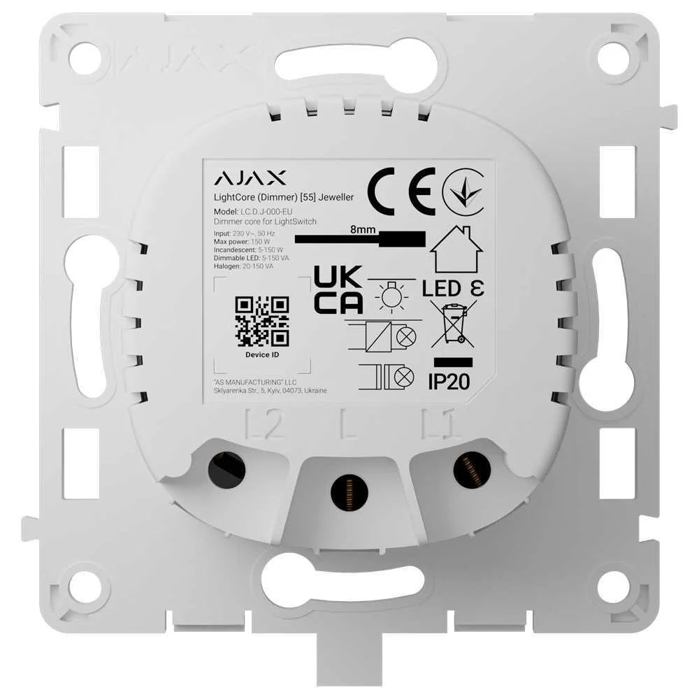 Interruptor de Luz Inteligente Regul&aacute;vel Por Rel&eacute; - Sem Fios 868 Mhz Jeweller - Alcance de Comunica&ccedil;