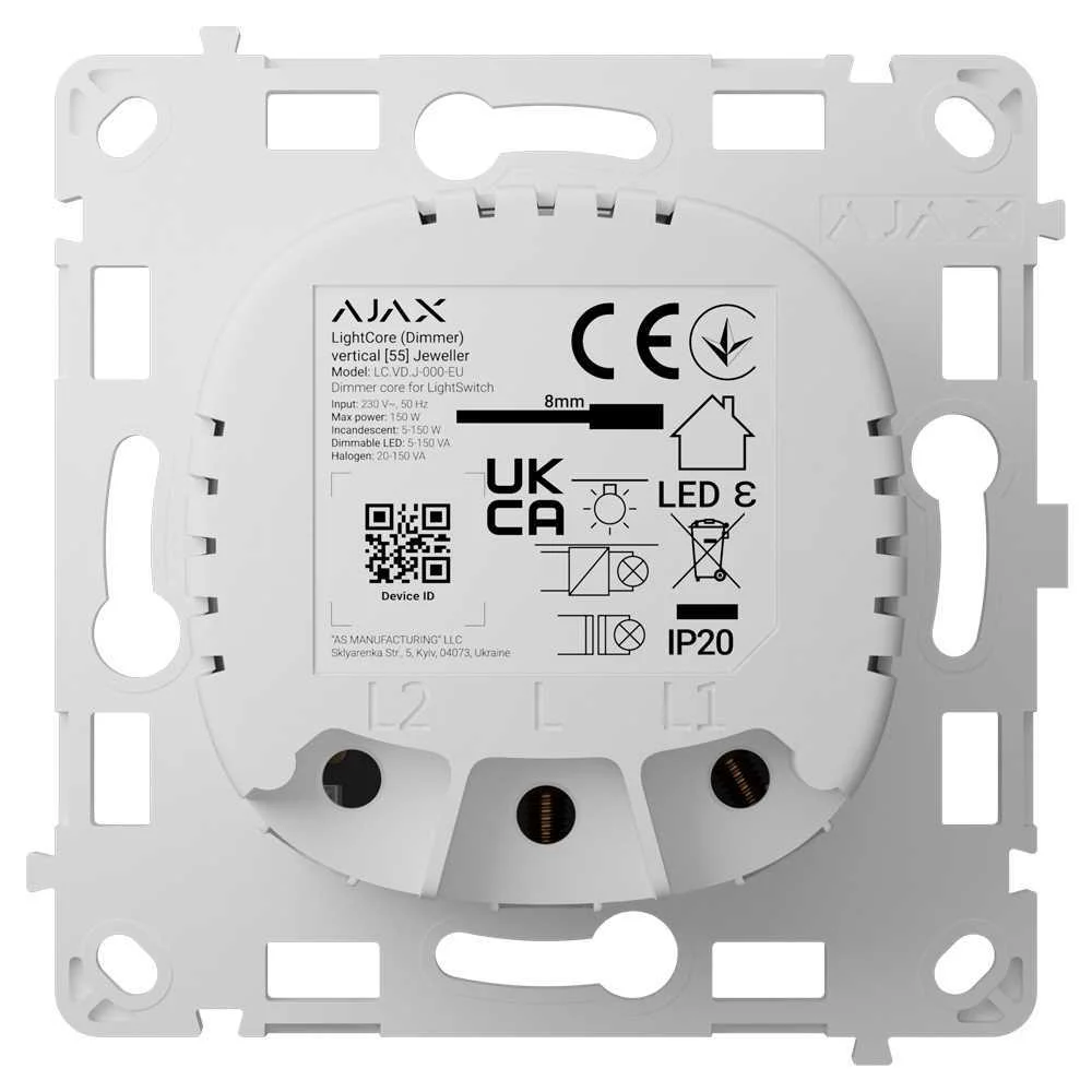 Interruptor de Luz Inteligente Regul&aacute;vel Por Rel&eacute; - Sem Fios 868 Mhz Jeweller - Alcance de Comunica&ccedil;