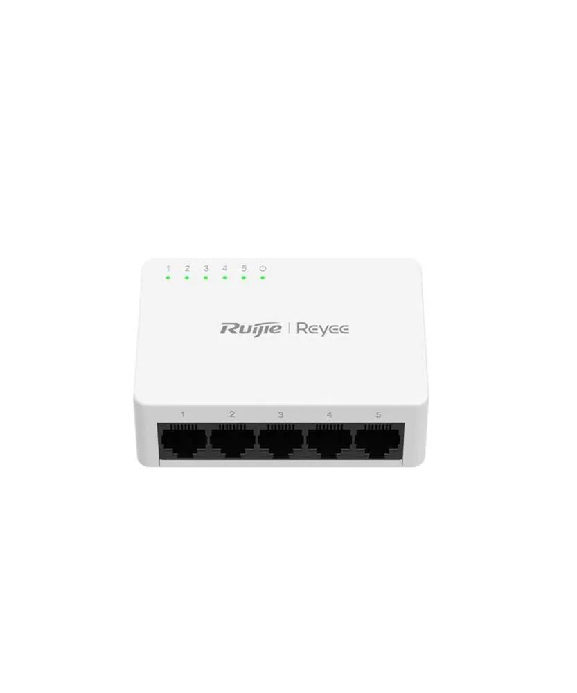 Reyee Switch Desktop - Caixa Pl&aacute;stica - 5 Portas Rj45 - Velocidade 10/100 Mbps - Plug And Play - Tec