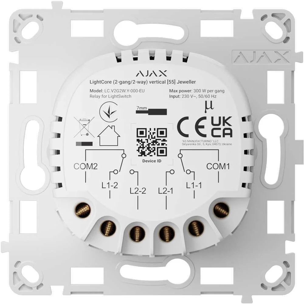 Rel&eacute; Inteligente de Interrutor Duplo Comut&aacute;vel - Sem Fios 868 Mhz Jeweller - Alcance de Comunica&ccedil;&atilde;o 