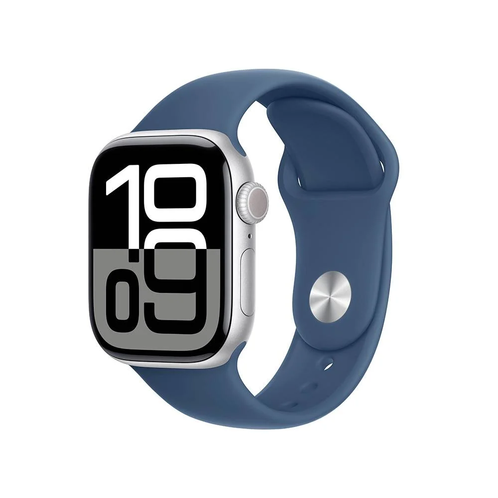 Apple Watch S10 Gps 42mm Alum&iacute;nio Prateado C/ Bracelete Desportiva Azul - M/L