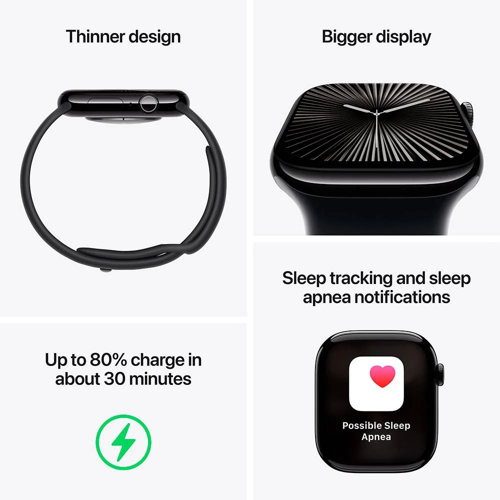 Apple Watch S10 Gps 42mm Alum&iacute;nio Prateado C/ Bracelete Desportiva Azul - M/L