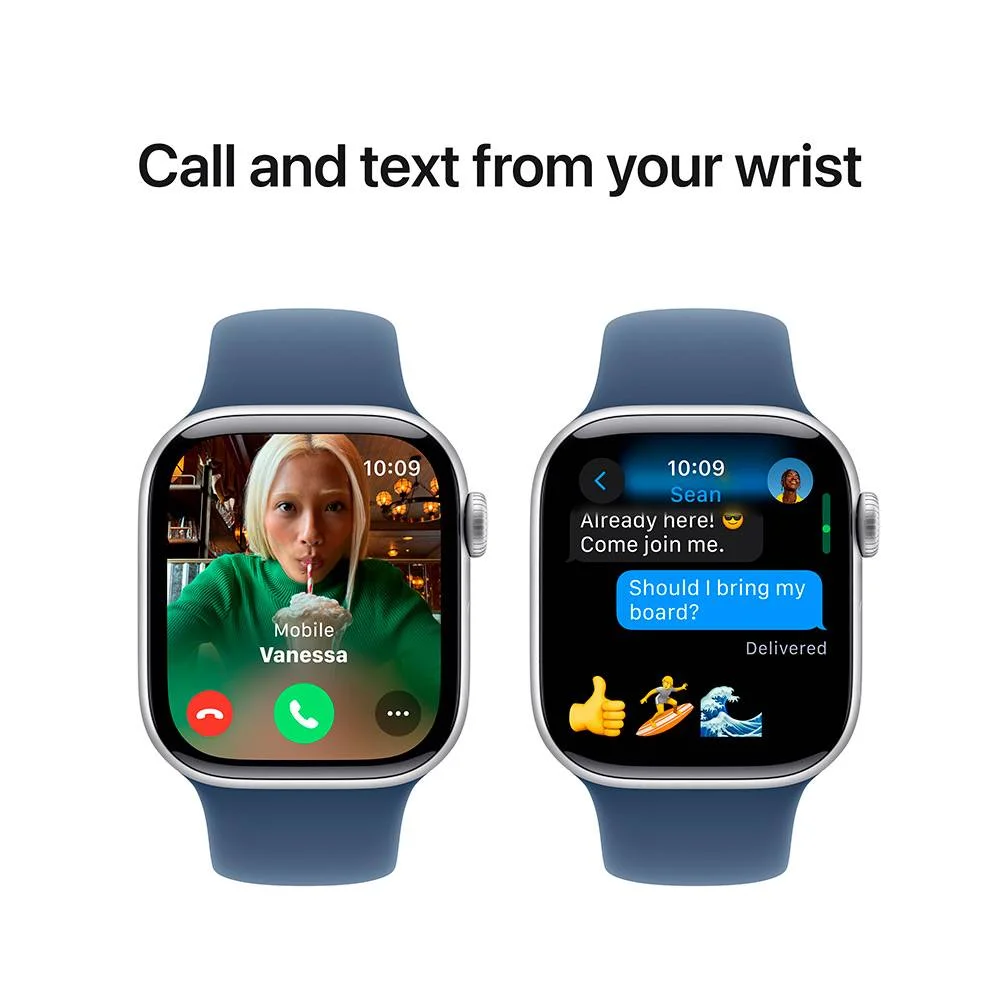 Apple Watch S10 Gps 42mm Alum&iacute;nio Prateado C/ Bracelete Desportiva Azul - M/L