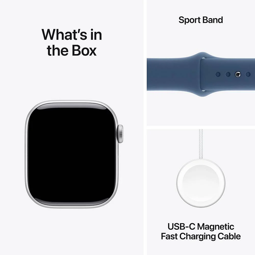 Apple Watch S10 Gps 42mm Alum&iacute;nio Prateado C/ Bracelete Desportiva Azul - M/L