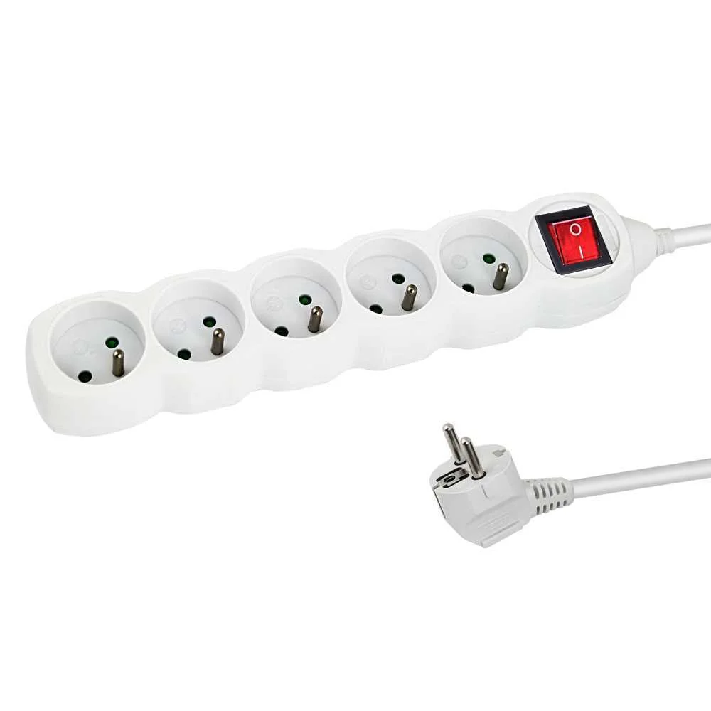 Esperanza Power Strip 5 Sockets Switch 3m White