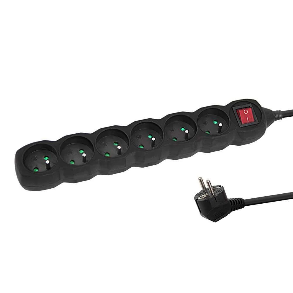 Esperanza Power Strip 6 Sockets Switch 1.5m Black