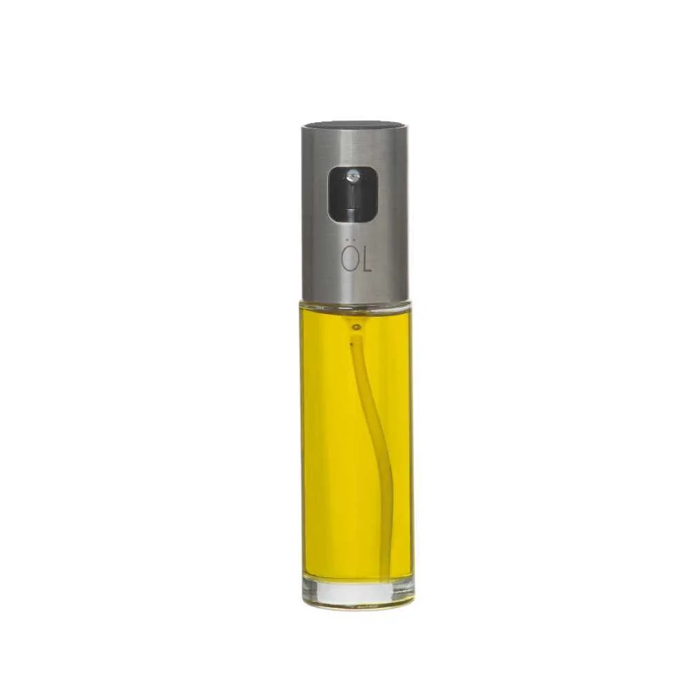 Recipiente de &oacute;leo spray cristal / a&ccedil;o inoxid&aacute;vel.