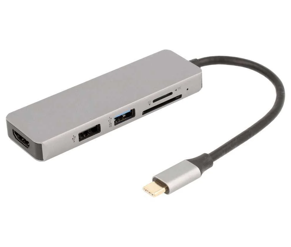 Adaptador 5 En 1 Hub Usb-C a Usb, Hdmi Y Lector D.