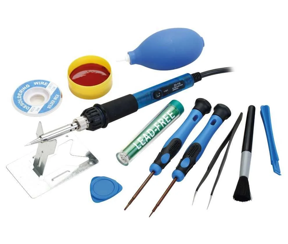 Kit de Ferramentas com Ferro de Soldar Ajust&aacute;vel 25w-60w