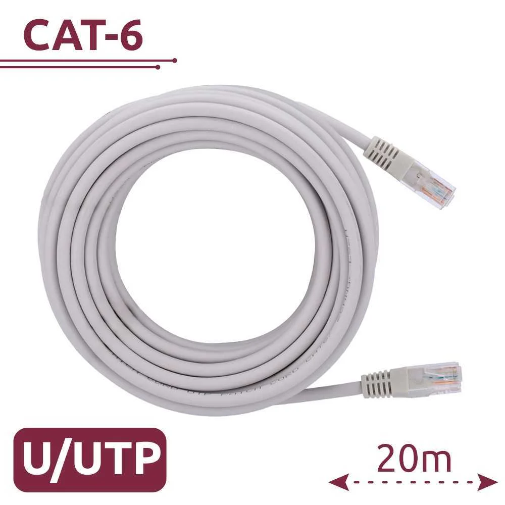 Cabo Utp - Ethernet - Conectores Rj45 - Categoria 6 - 20 M - Cor Branco