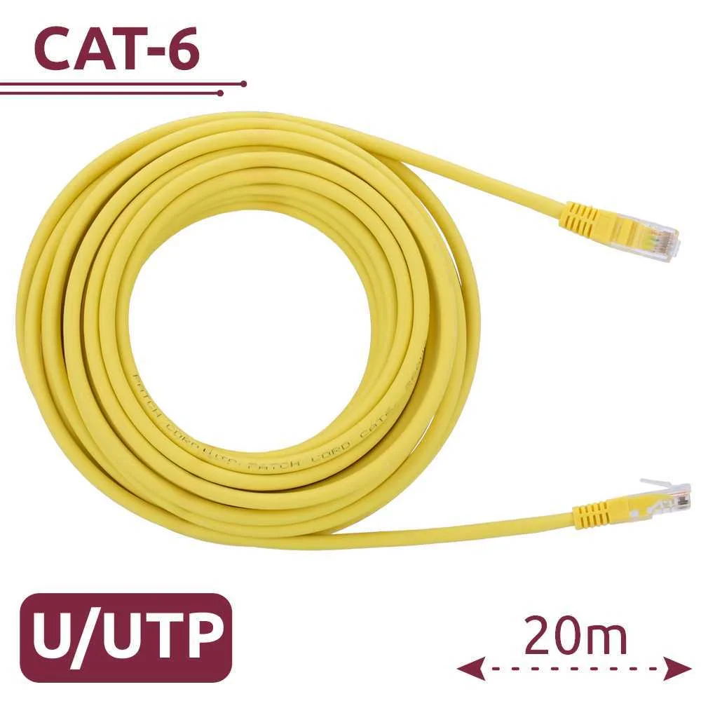 Cabo Utp - Ethernet - Conectores Rj45 - Categoria 6 - 20 M - Cor Amarelo