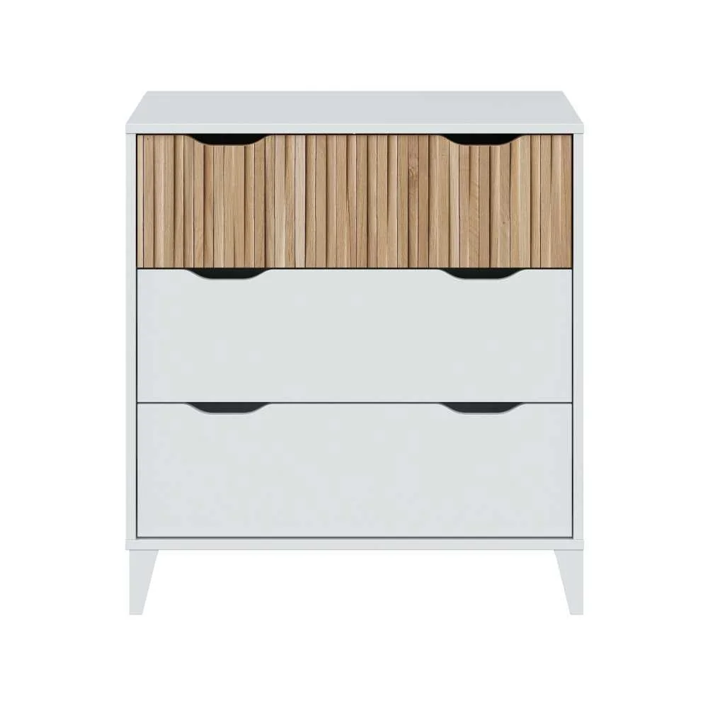 Oferta Ba&uacute;, 3 Gavetas, Branco + Natural, Noite