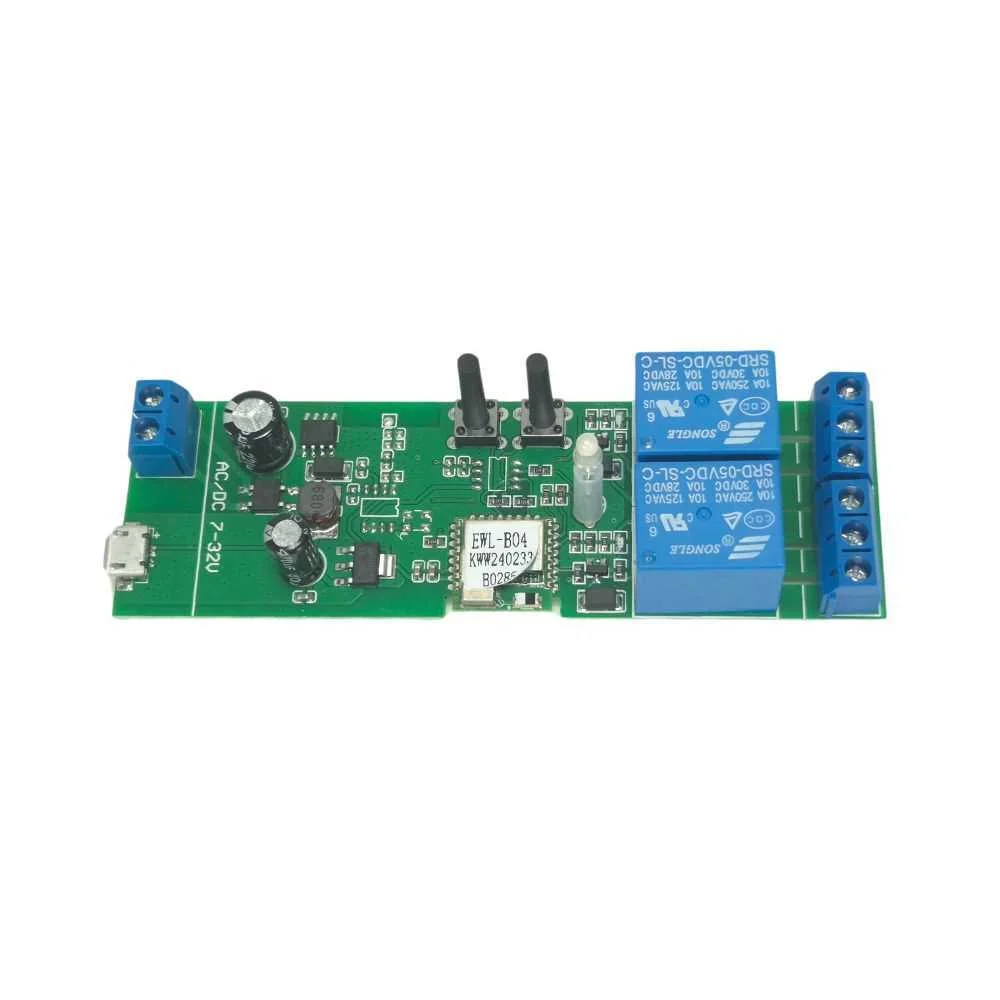 Smartwise 5v-32v Wi-Fi + Bluetooth Interruptor de Rel&eacute; Inteligente de 2 Gangs, N&atilde;o/Nc, Contacto Seco