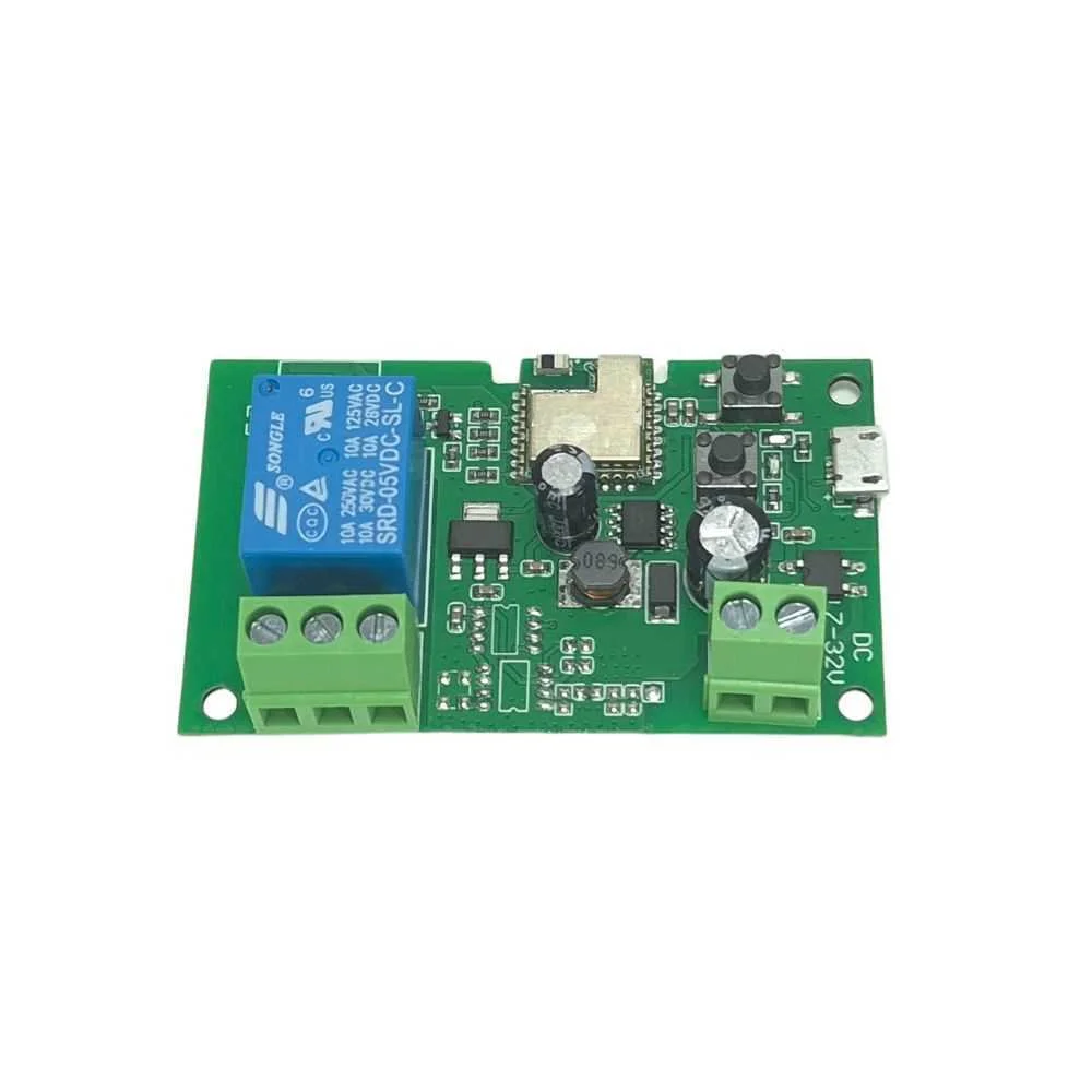 Smartwise 5v-32v Wi-Fi + Bluetooth 1-Gang Smart Relay Switch, No/Nc, Dry Contact, Momentary Switch, 