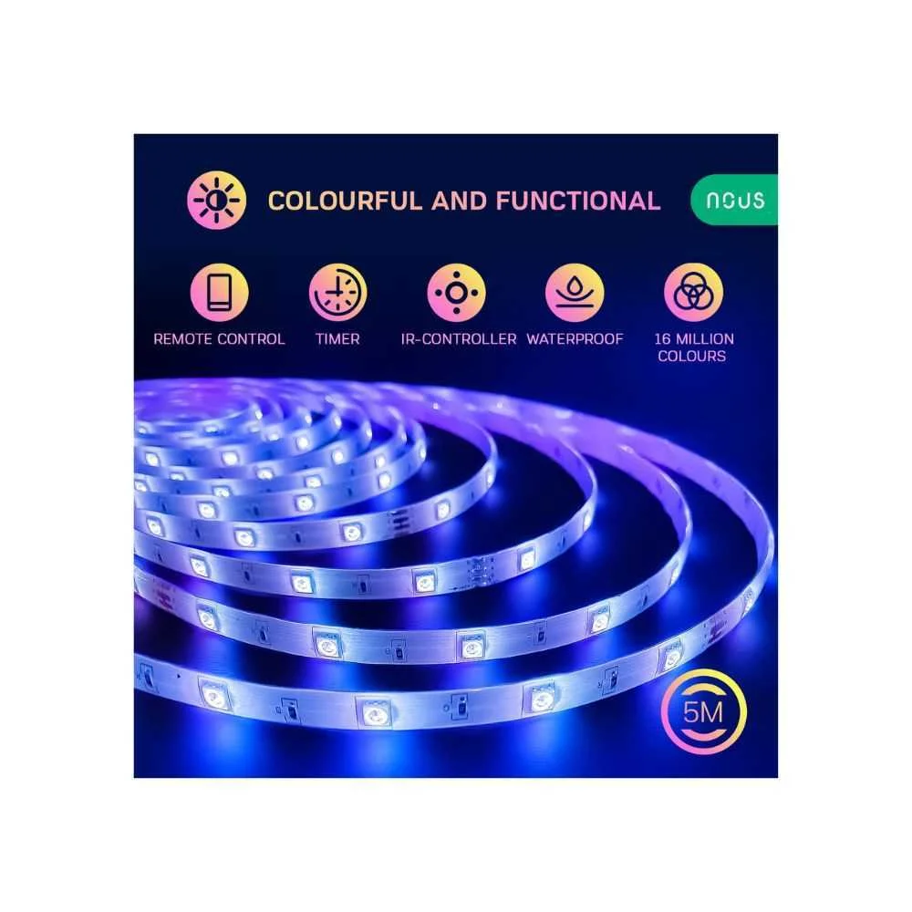 Fita LED RGB Nous F1 Smart Tuya Wi-Fi, 5 metros