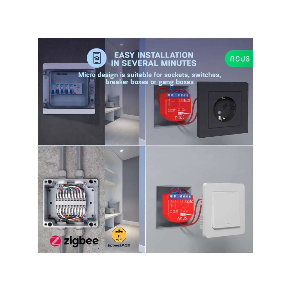 Nous B1z Smart Tuya Zigbee Mini M&oacute;dulo de Rel&eacute;, C.