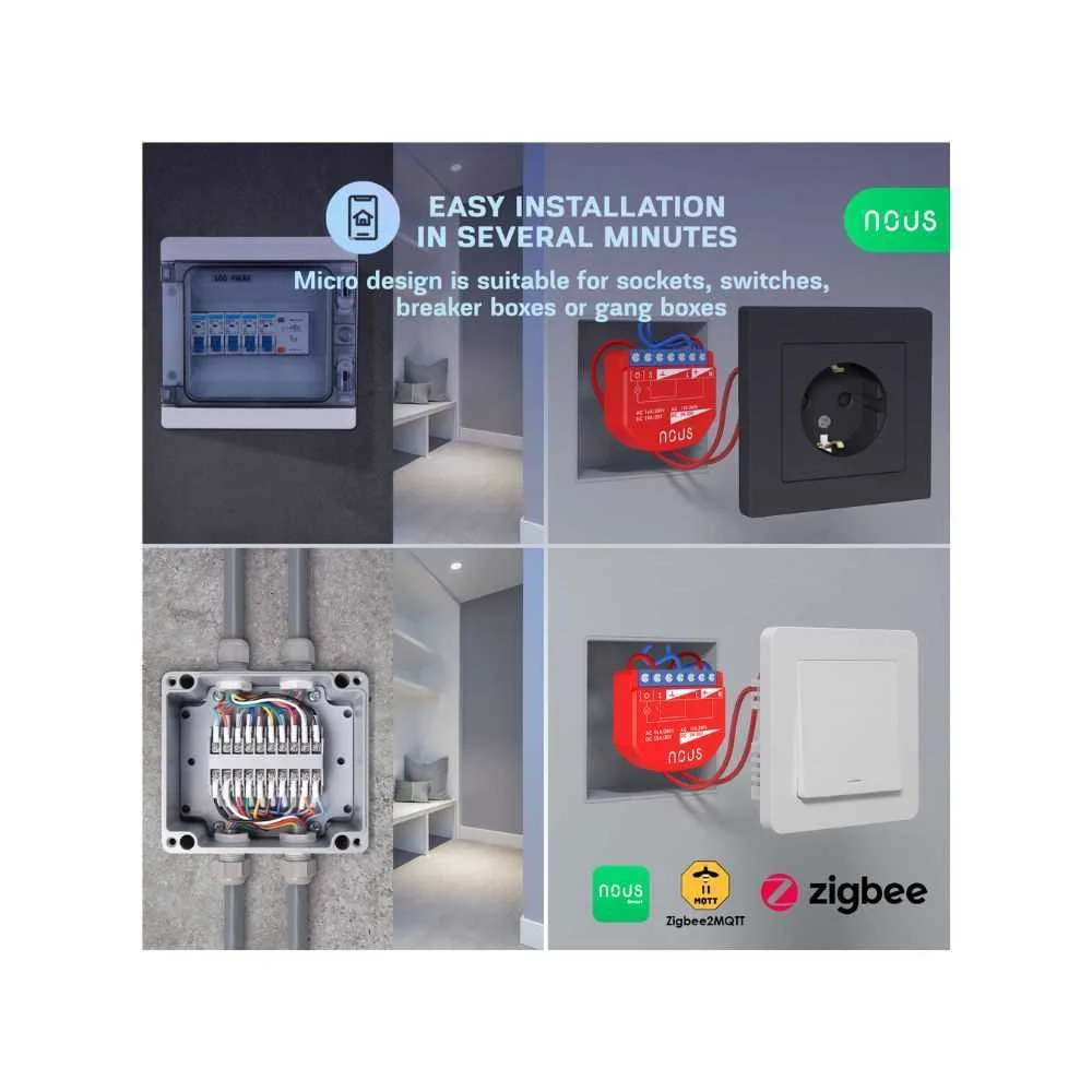 Nous B2z Smart Tuya Zigbee Mini m&oacute;dulo de rel&eacute;, c.