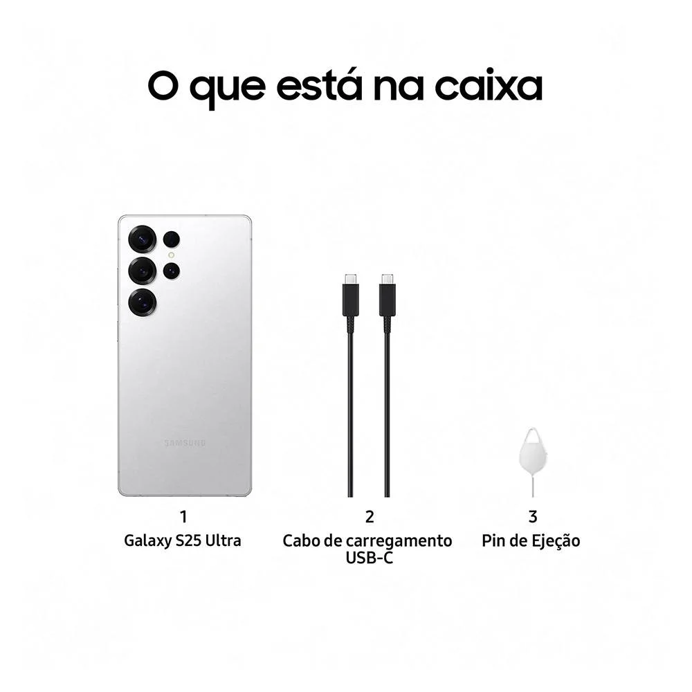 Smartphone Samsung Galaxy S25 Ultra 12/256gb Branco Prateado Tit&acirc;nio