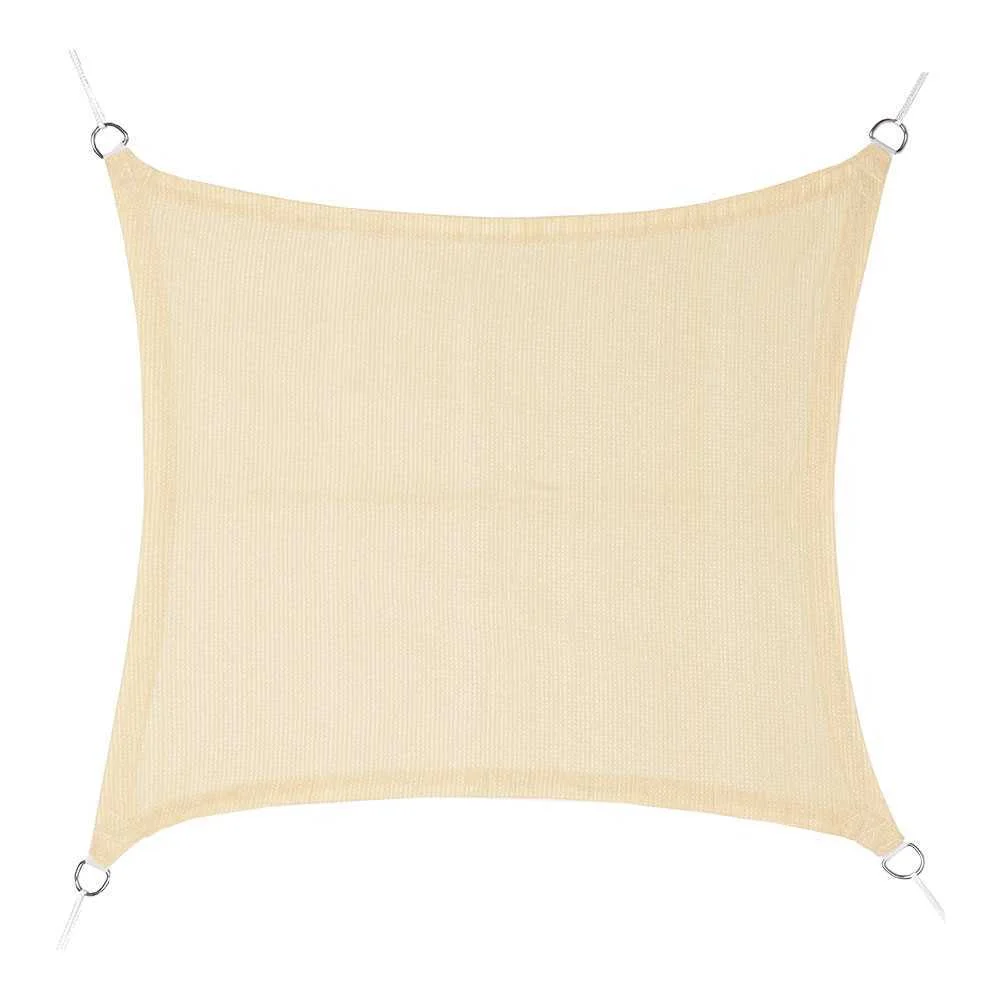 Tendal Vela Quadrat Beige, Material Polietil&egrave;, Cont&eacute; Anelles D'acer Inoxidable I Corda. Tractament a