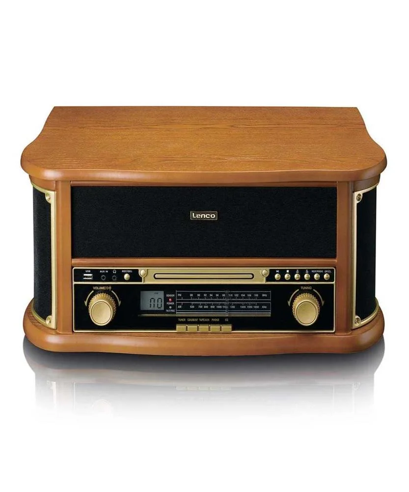 Leitor de Discos Retro em Madeira com Bluetooth R&aacute;dio Bluetooth Am.