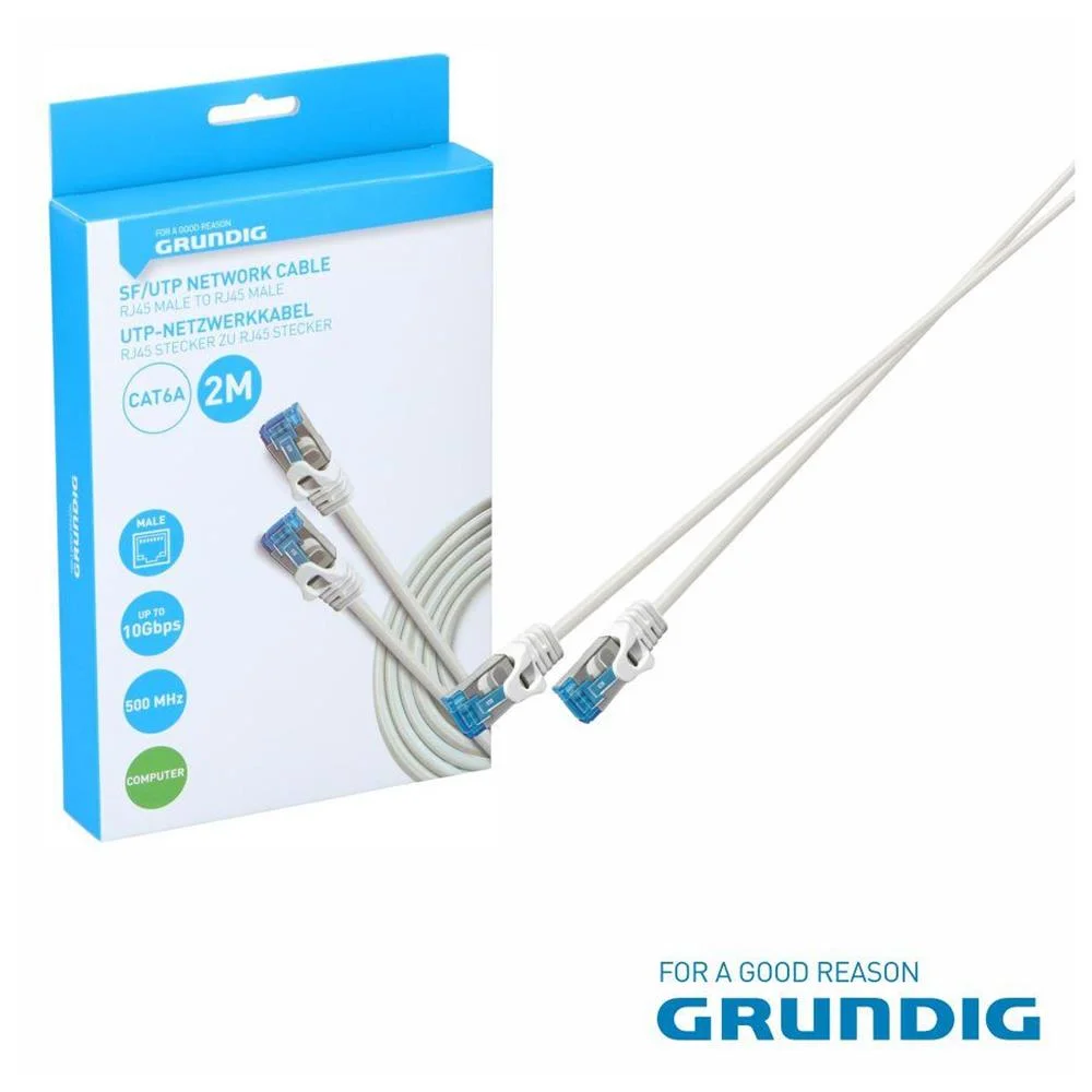 Cabo de Rede Sf/Utp Cat6a 2m Branco Grundig