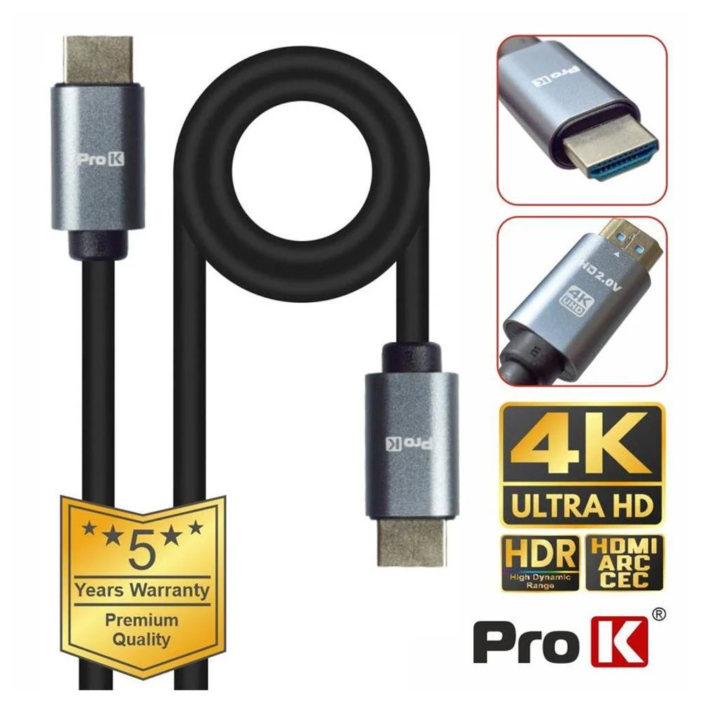 Cabo Hdmi 2.0 Uhd 4k Macho / Macho 1.5m Prok