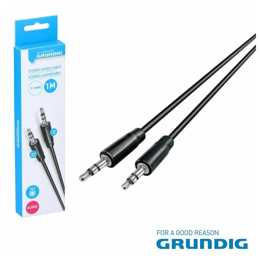 Cabo Jack 3.5mm Macho / Jack 3.5mm Macho 1m Preto Grundig