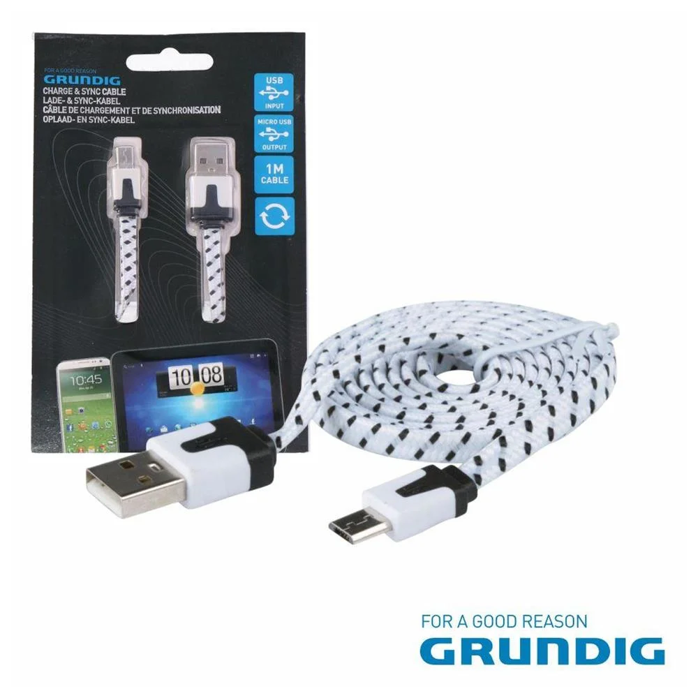 Cabo USB-A Macho / MicroUSB Macho 1m Branco GRUNDIG