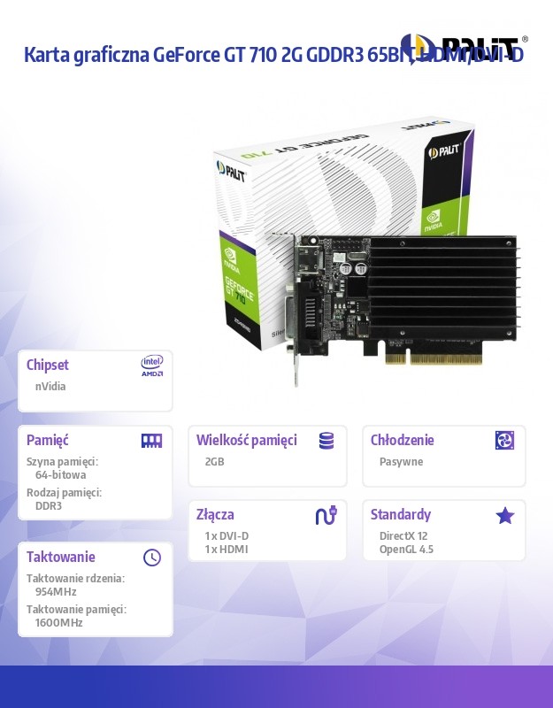 Palit Geforce Gt 710 - Graphics Card - Gf Gt 710 - 2 Gb