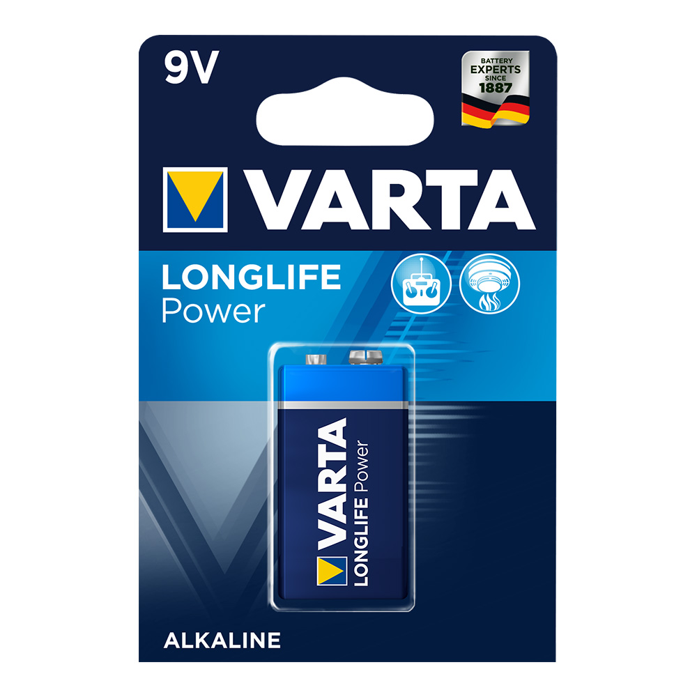 Pilha Varta Alcalina Longlife Power Lr61 9v (Blíster 1 Unid.) 26,5x17,5x48,5mm