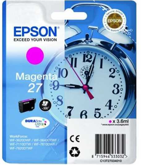 Epson C13t27034012 3.6ml 300páginas Magenta Cartu.