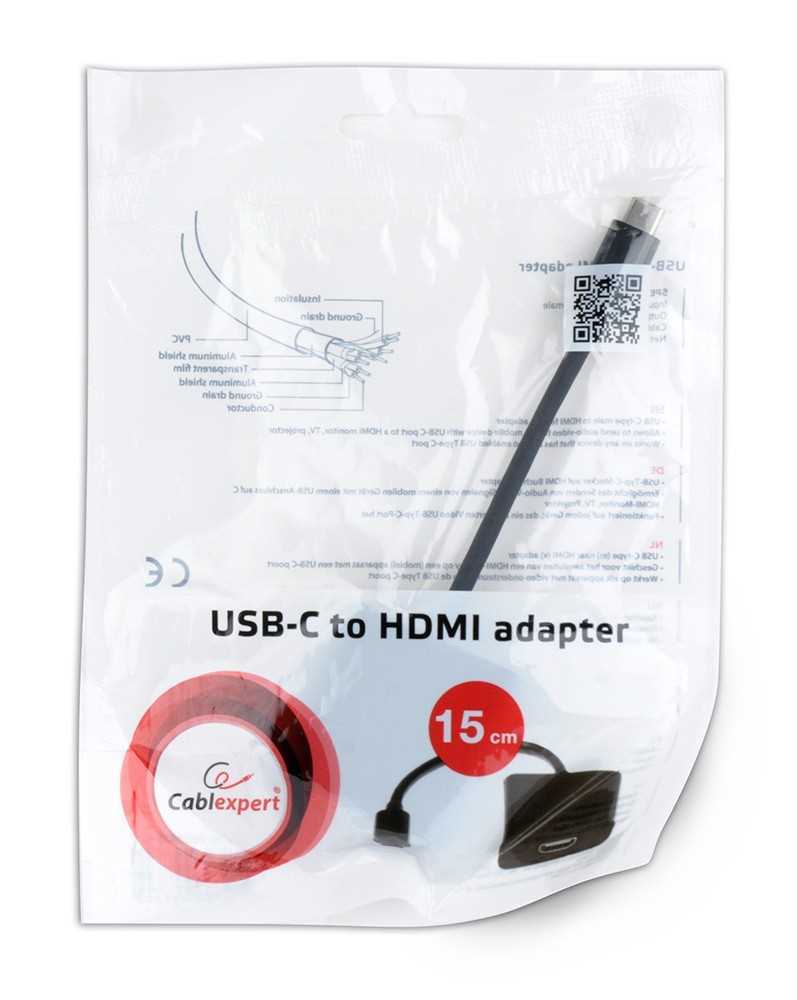 Adaptador Usb C para Hdmi Gembird Wnp-Rp300-01 4k Ultra Hd Usb-C 3.1 Preto 