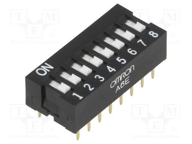 Interruptor: Dip-Switch, Quantidade de Secções: 8, On-Off, Pos: 2