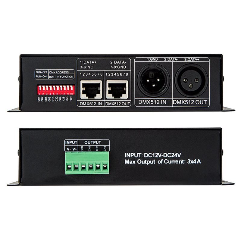 Controlador RGB Dmx512 12v-24v 3x8a